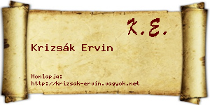Krizsák Ervin névjegykártya